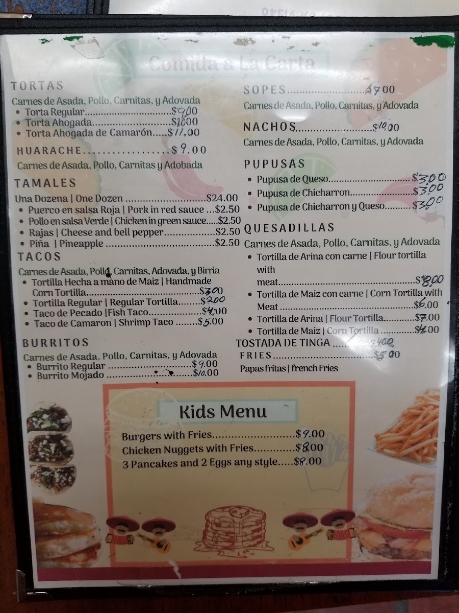 Viva Jalisco menu board