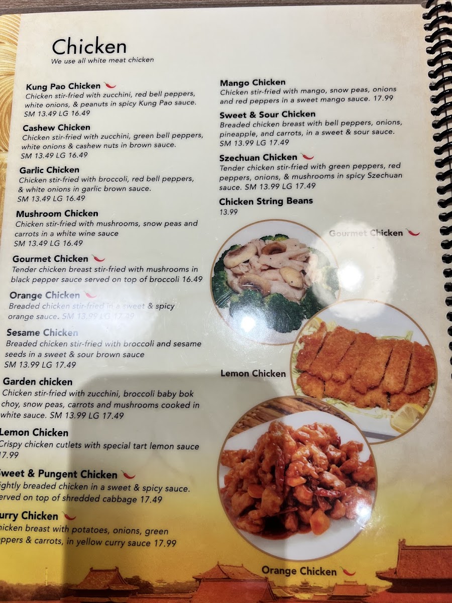 Gourmet Palace China Bistro menu board