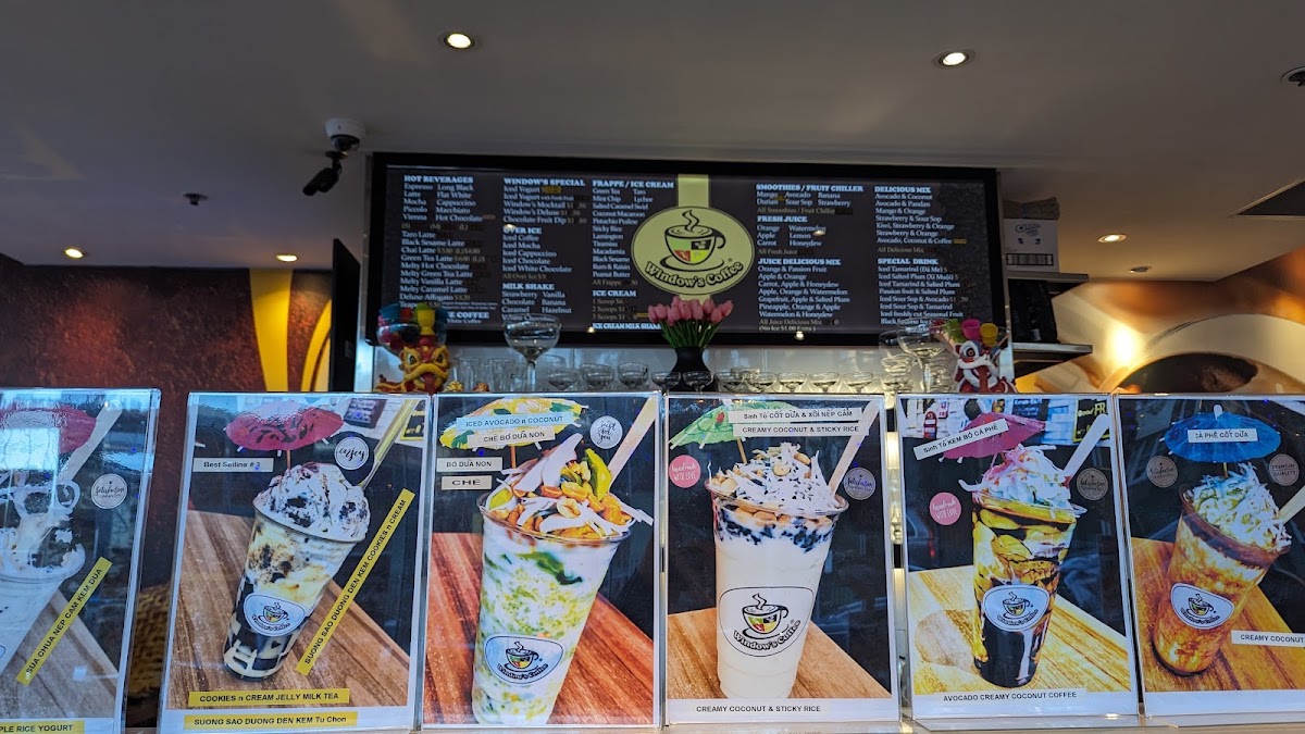 Window's Coffee Bankstown menu board