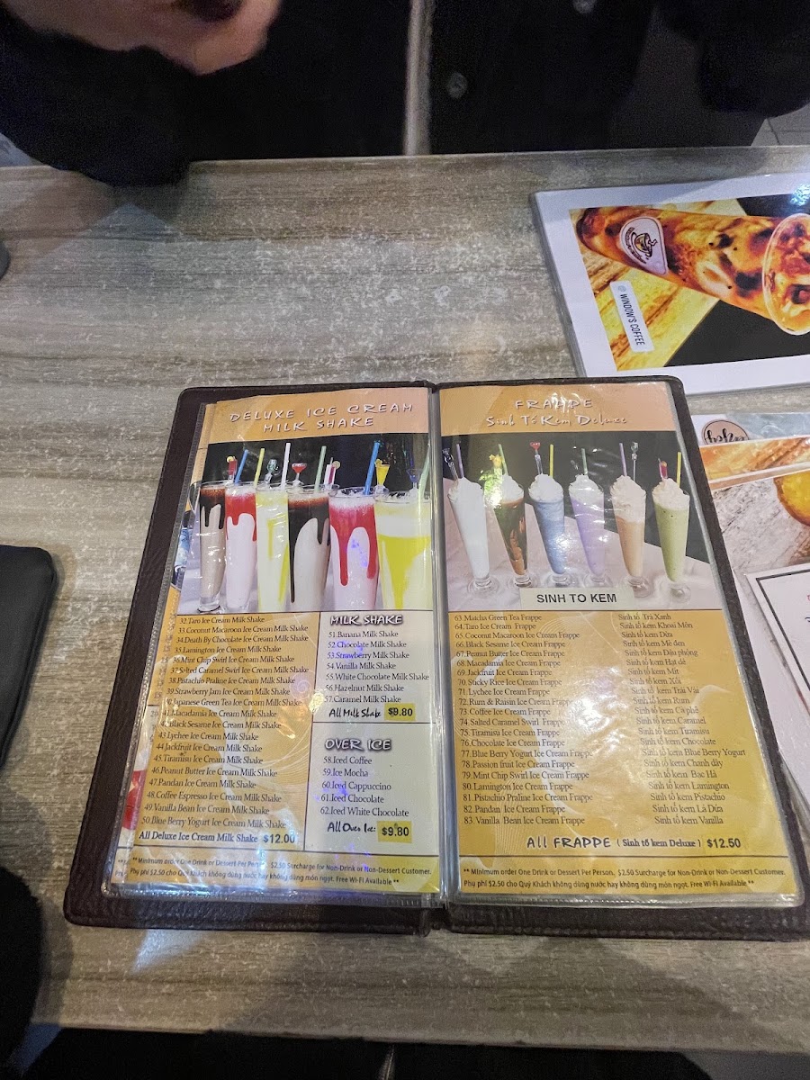 Window's Coffee Bankstown menu board