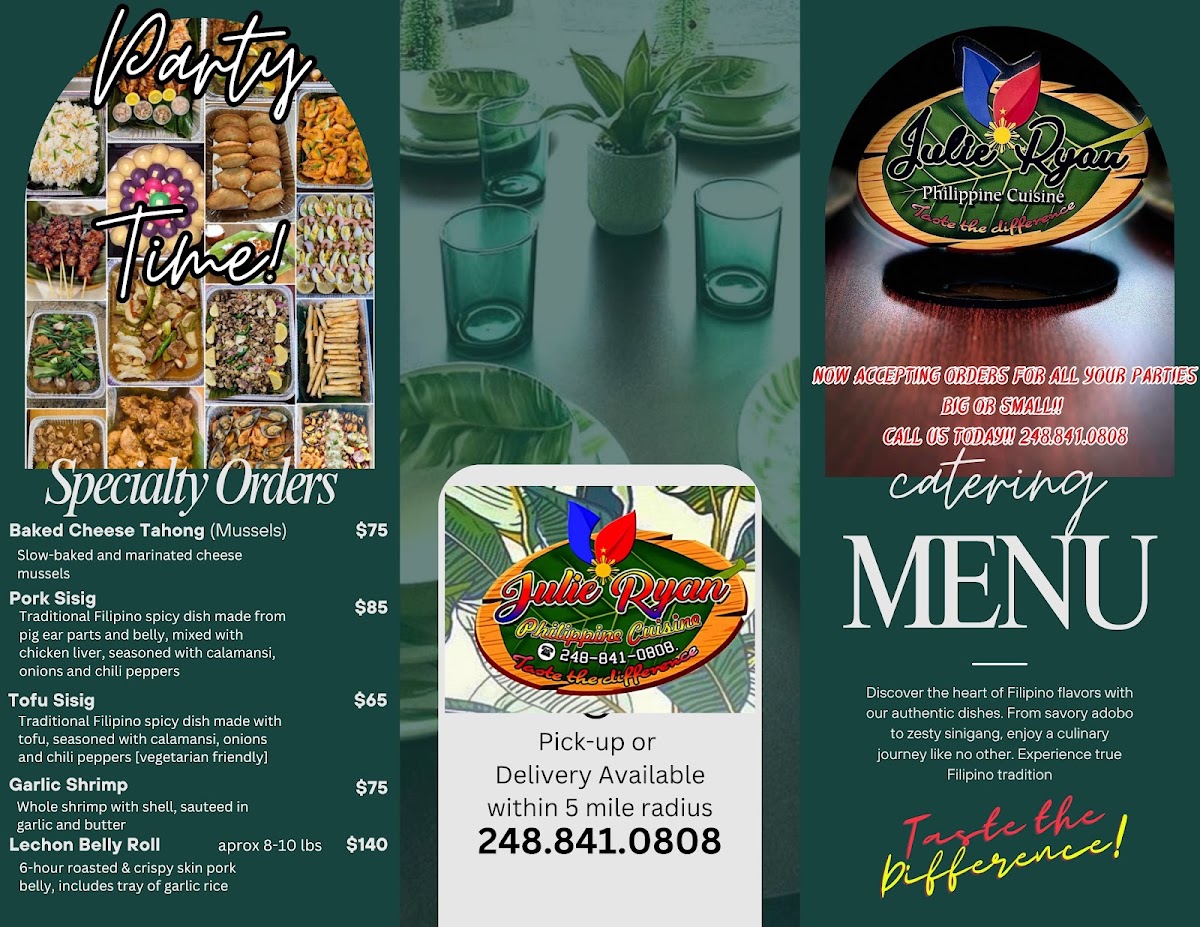 Julie Ryan Philippine Cuisine menu board
