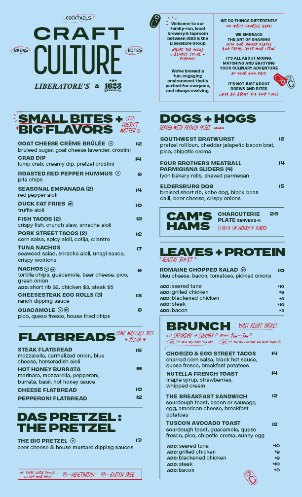 Craft Culture menu board