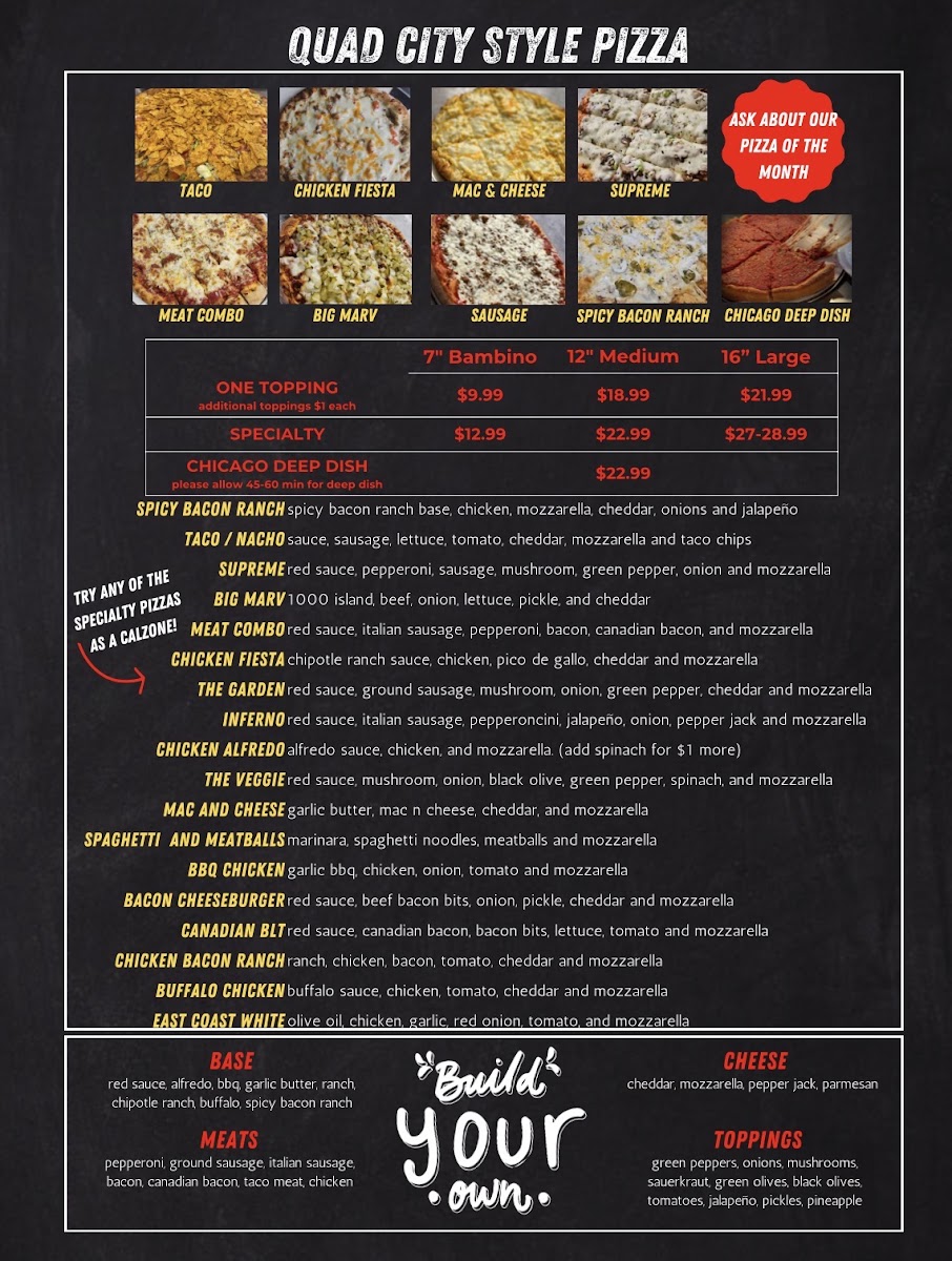 Wise Guys Pizza & Pub menu board