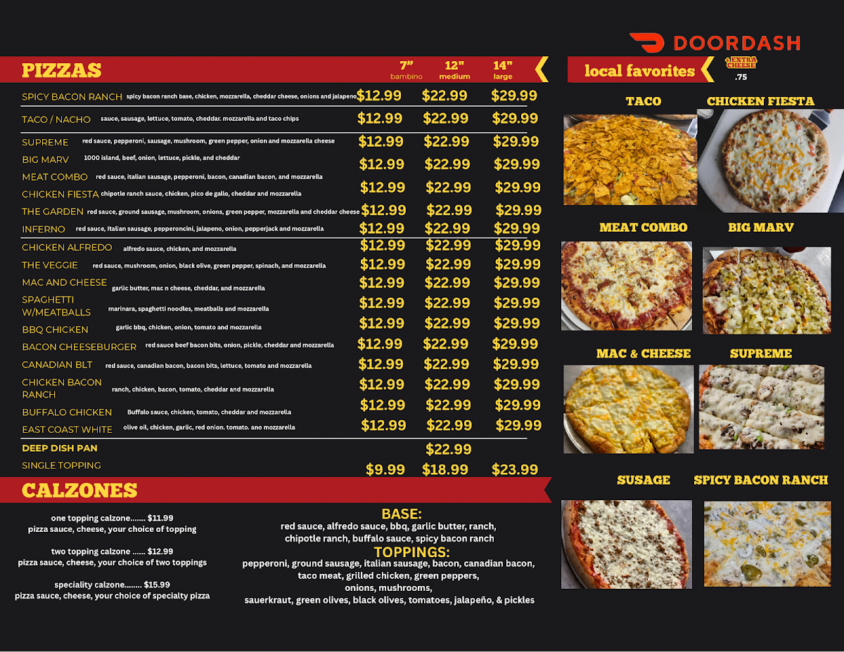 Wise Guys Pizza & Pub menu board