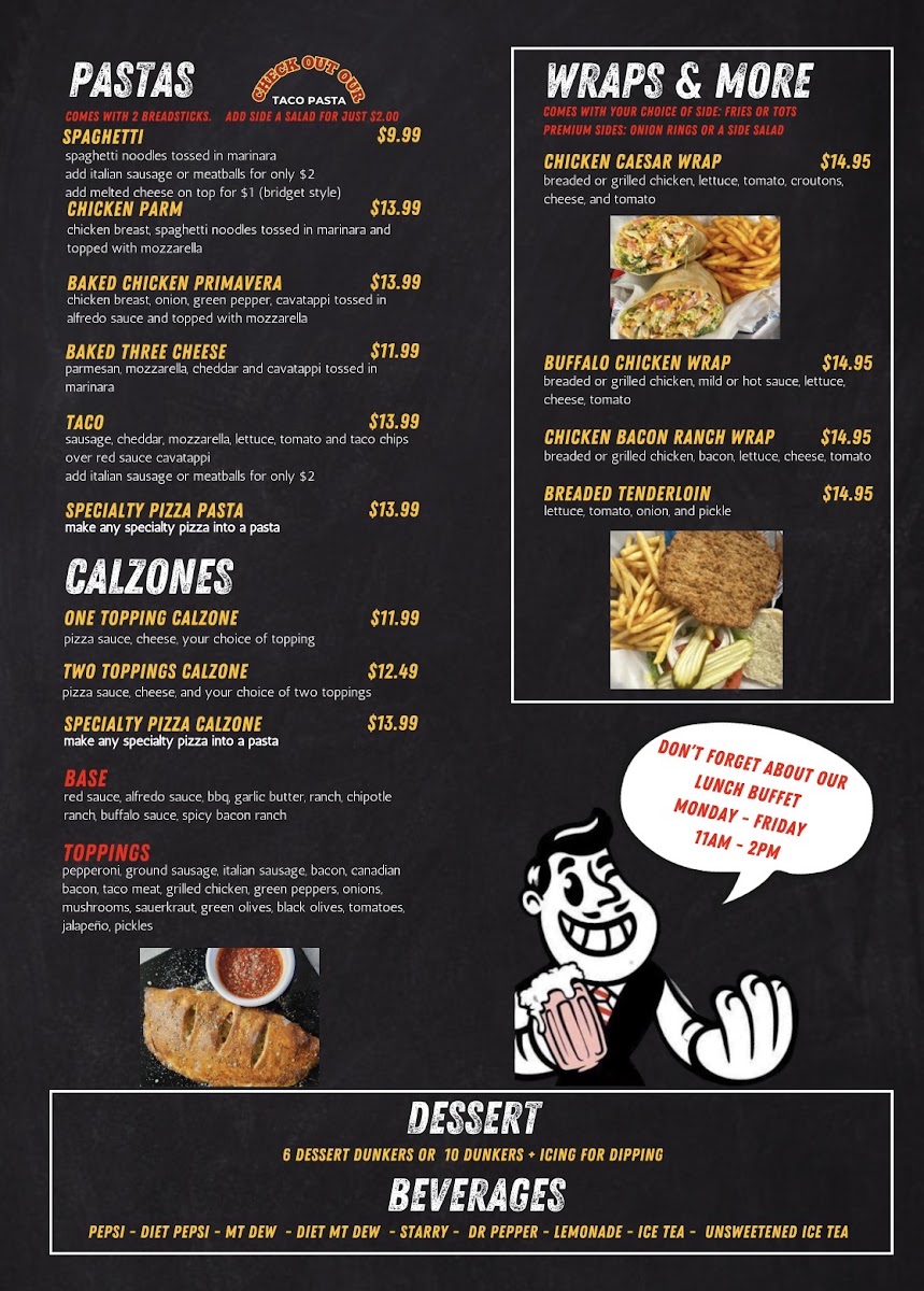 Wise Guys Pizza & Pub menu board