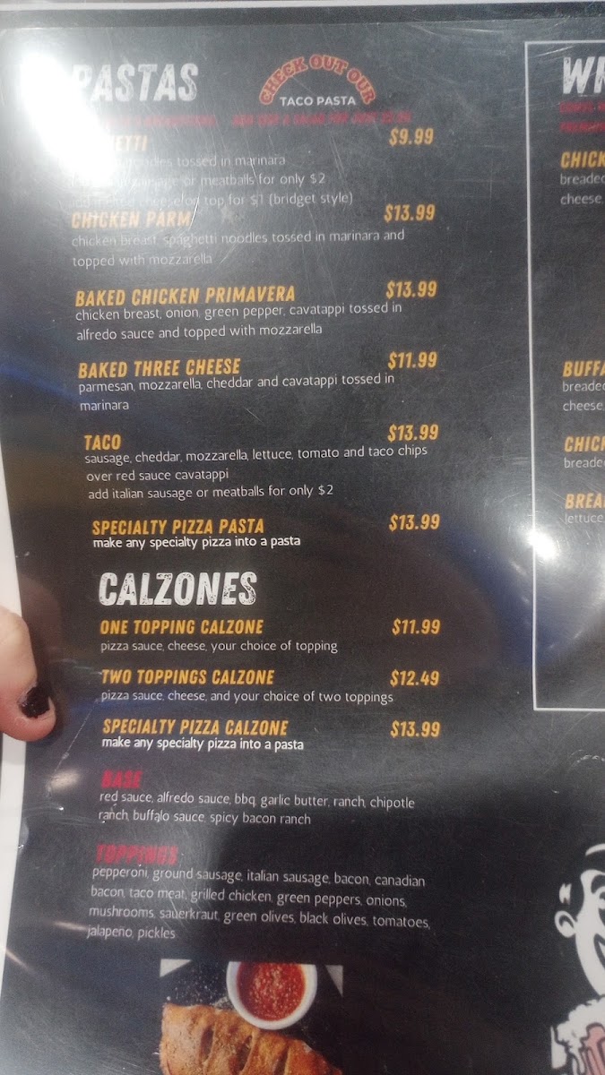 Wise Guys Pizza & Pub menu board