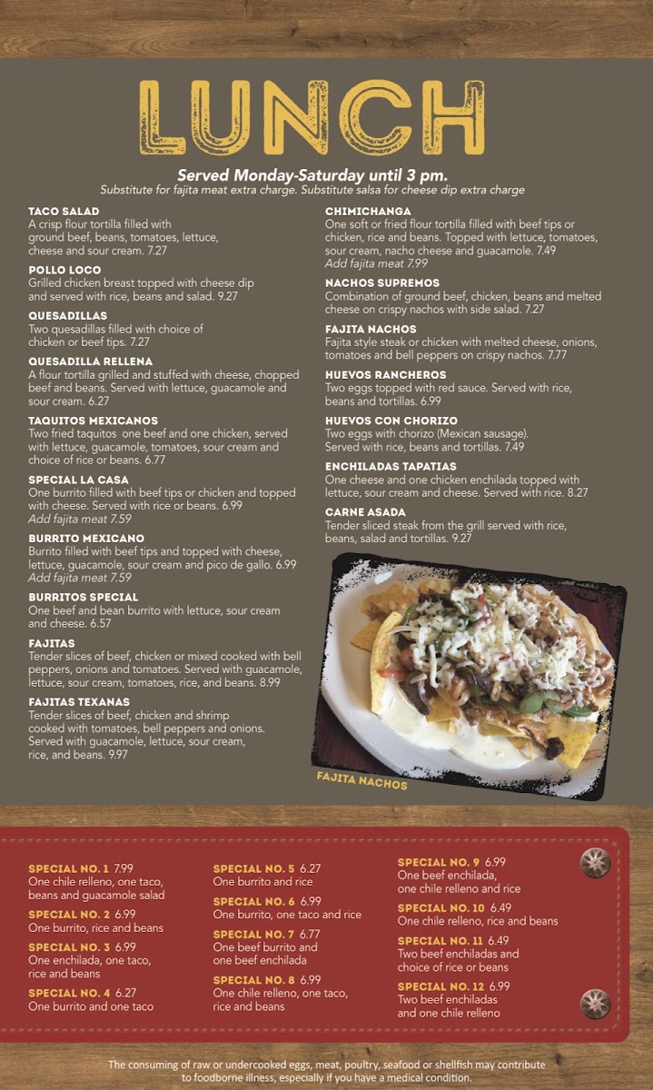 Minas Mexican Grill menu board