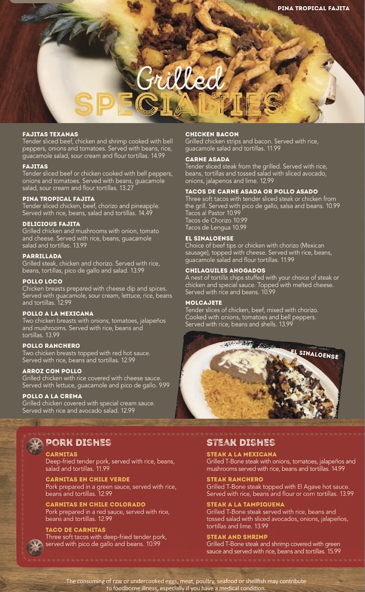 Minas Mexican Grill menu board