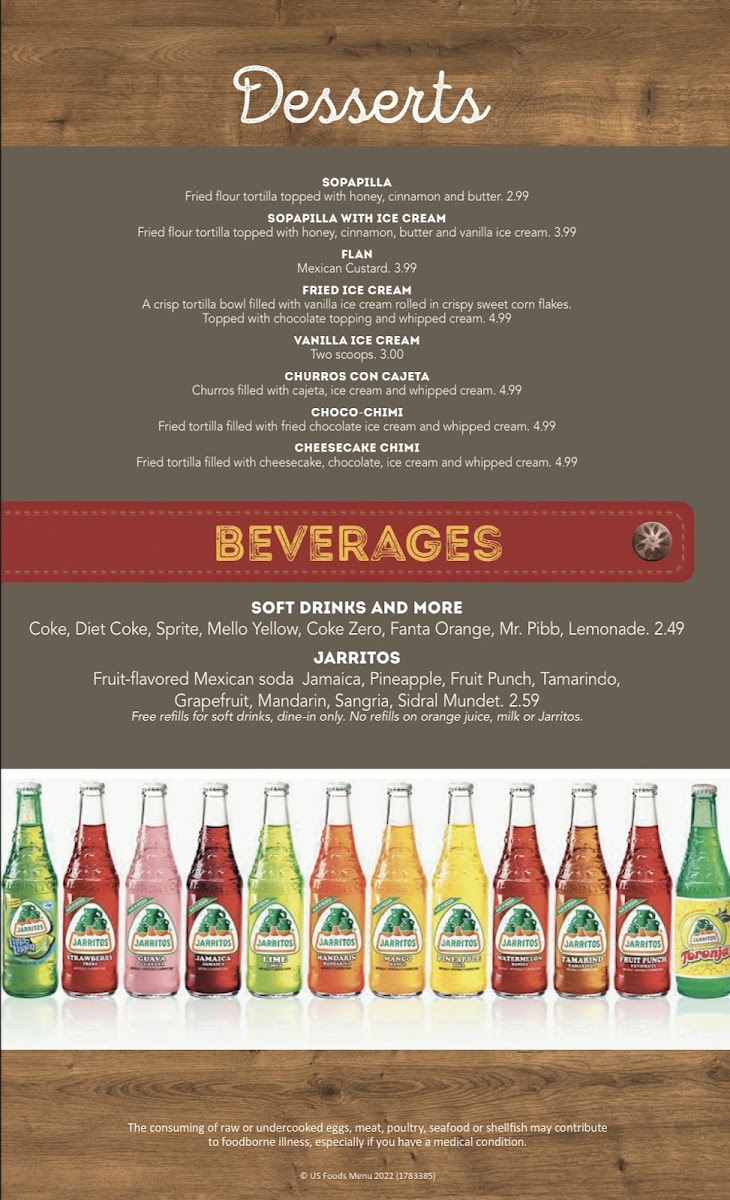 Minas Mexican Grill menu board