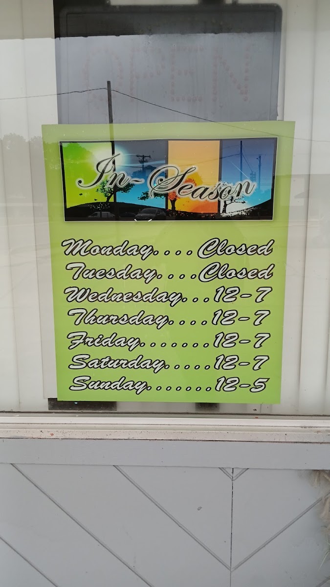 In Season menu board