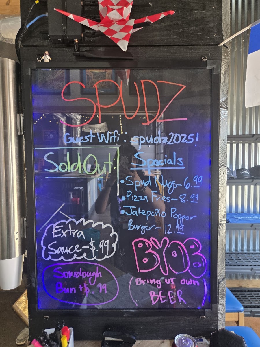 Spudz menu board
