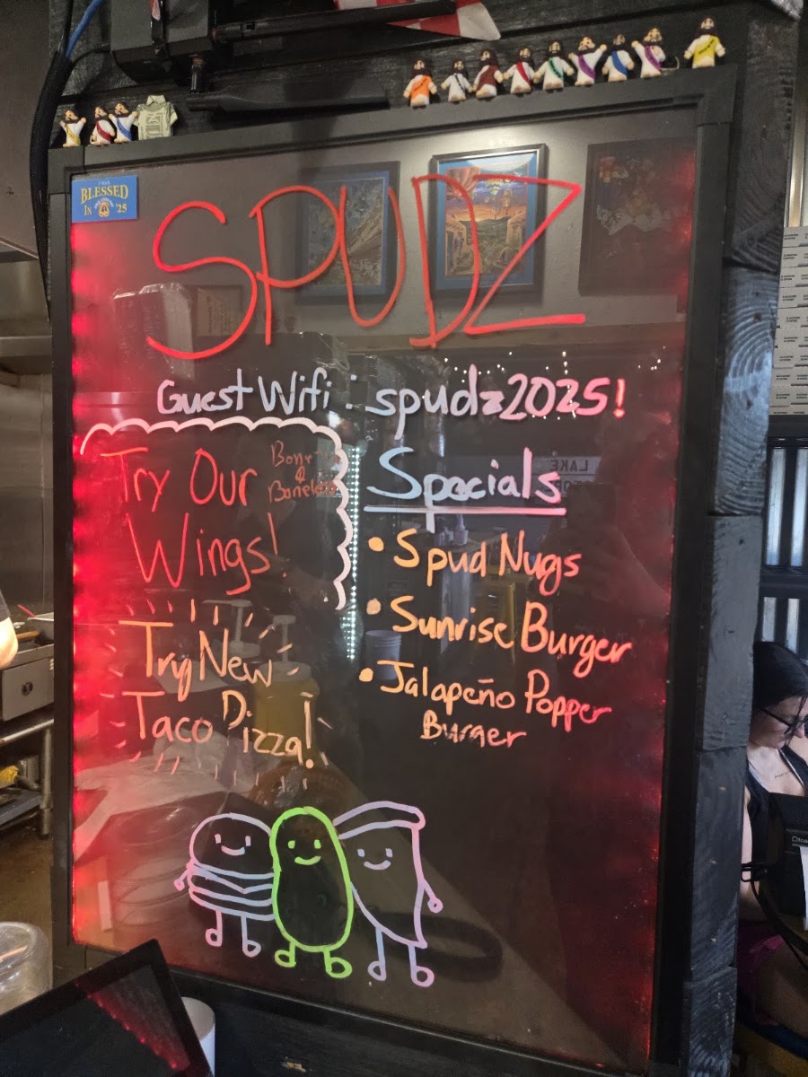 Spudz menu board