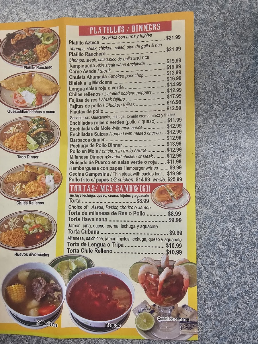 Taqueria Azteca menu board