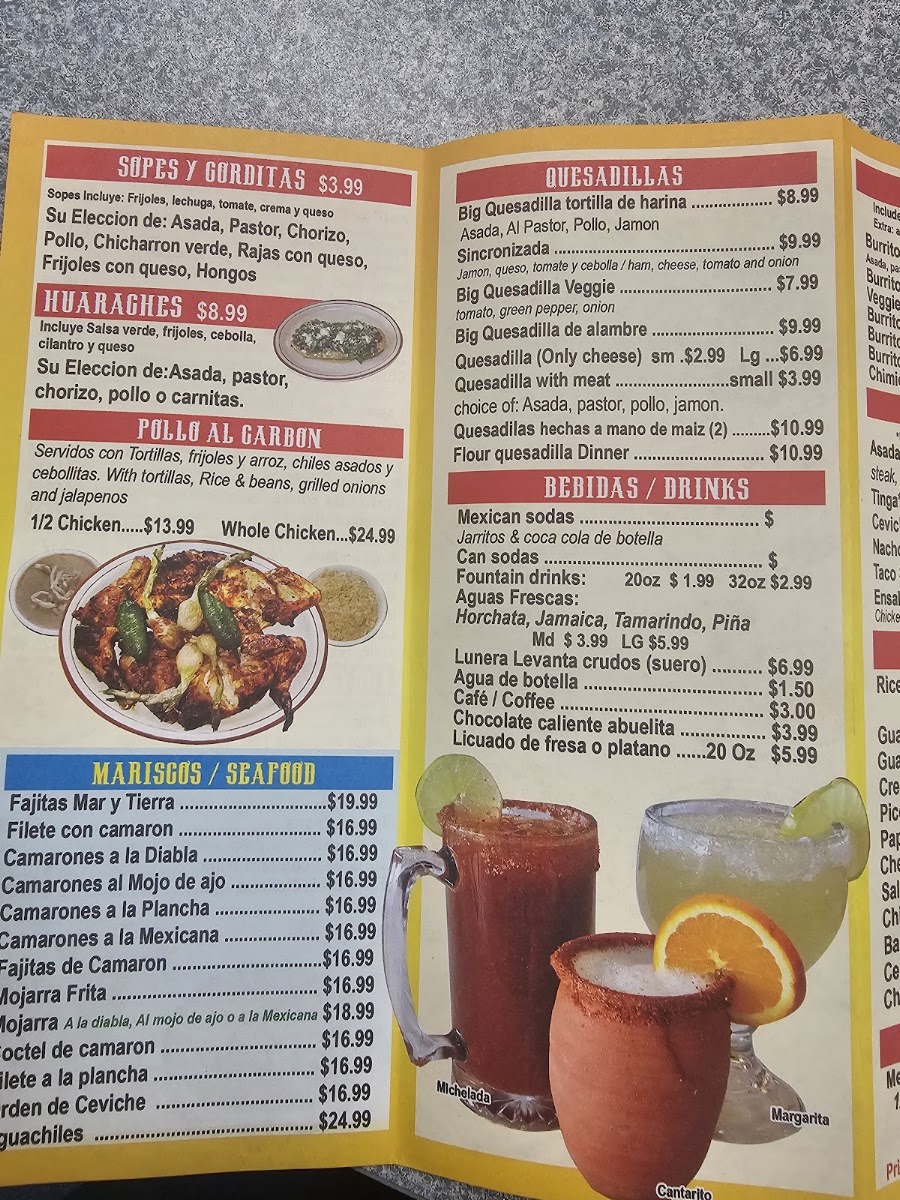 Taqueria Azteca menu board