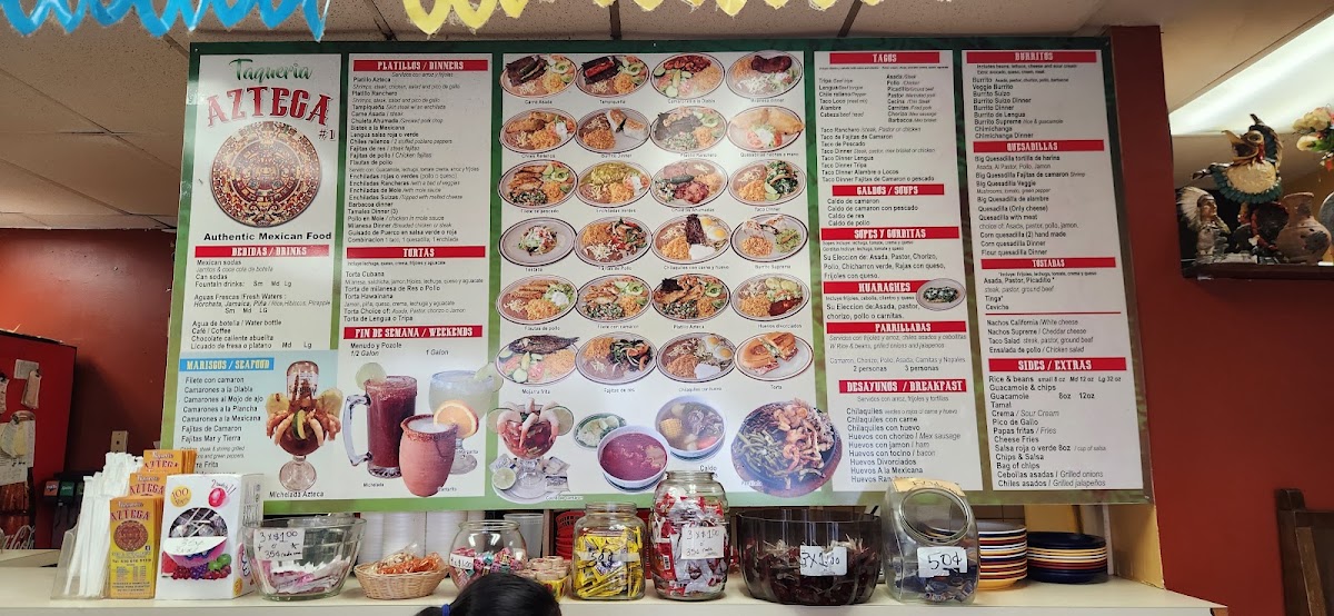 Taqueria Azteca menu board