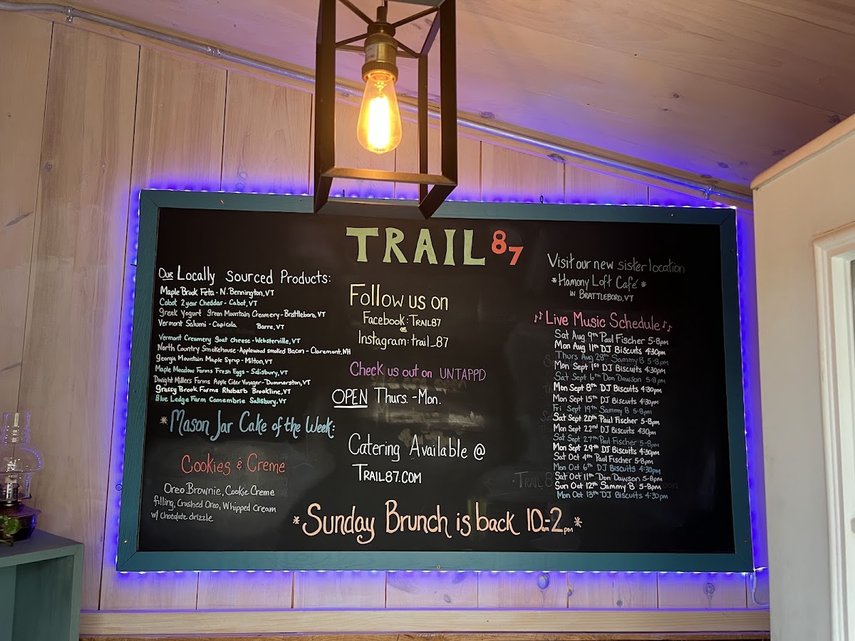 Trail 87 menu board