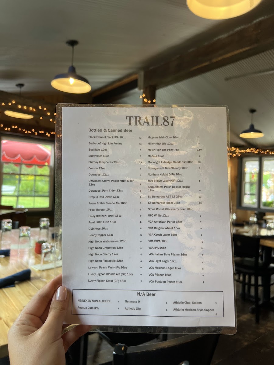 Trail 87 menu board