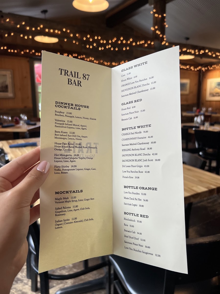 Trail 87 menu board