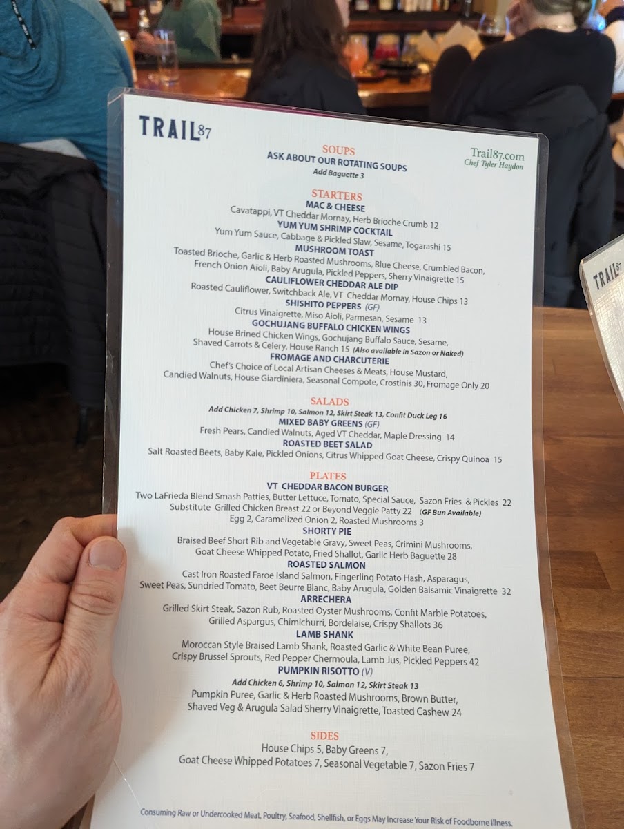 Trail 87 menu board