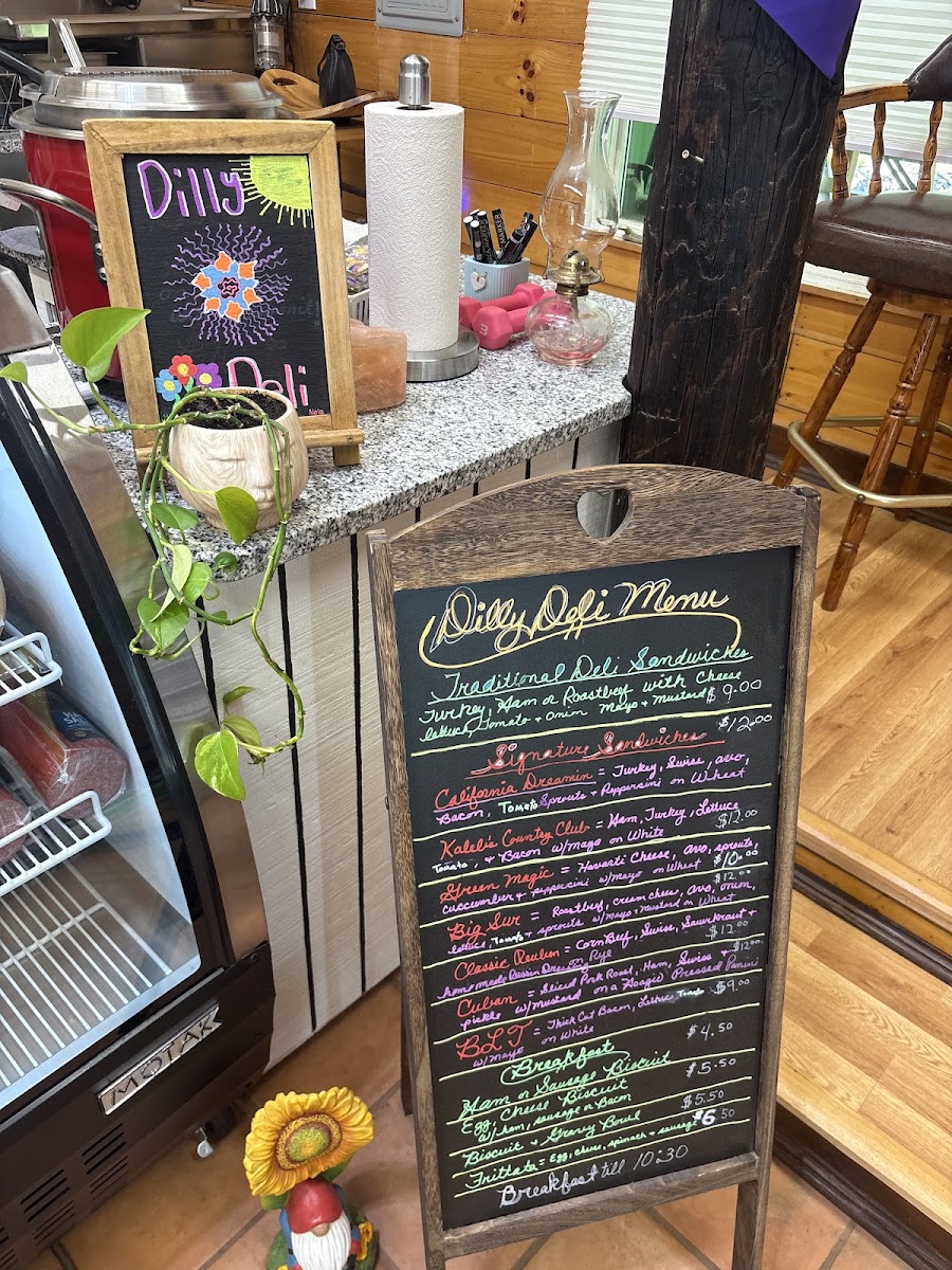 The Dilly Deli menu board