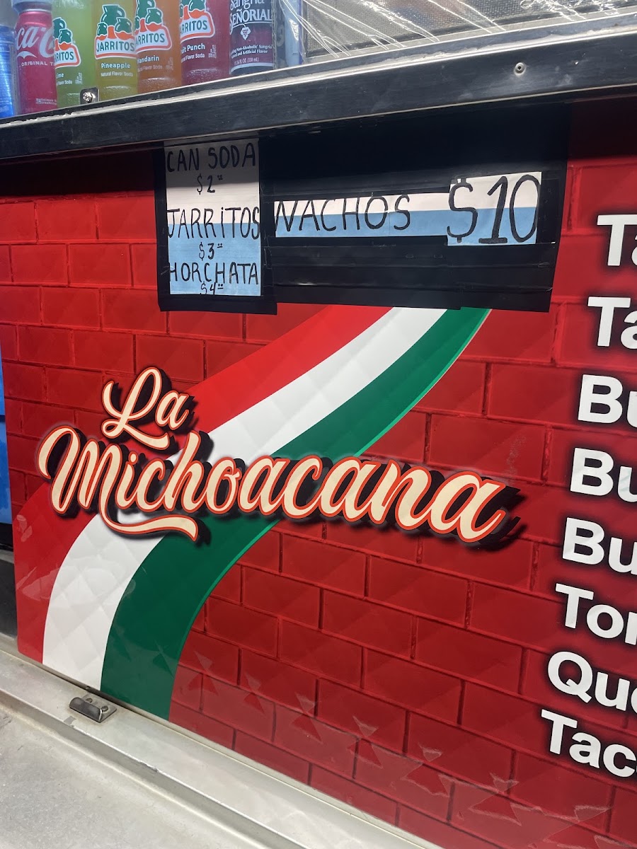 La Michoacana Taco Truck menu board