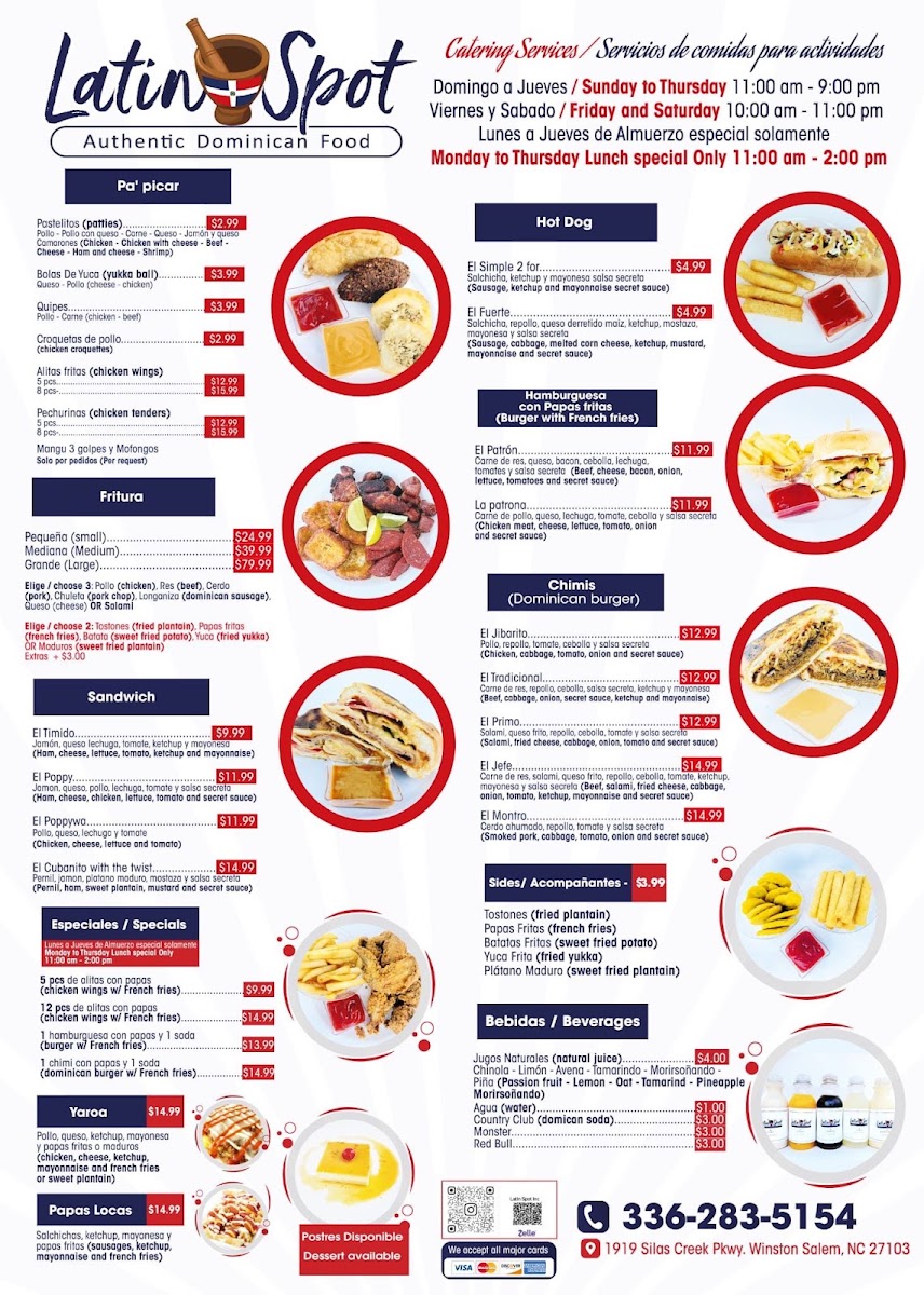 Latin Spot menu board
