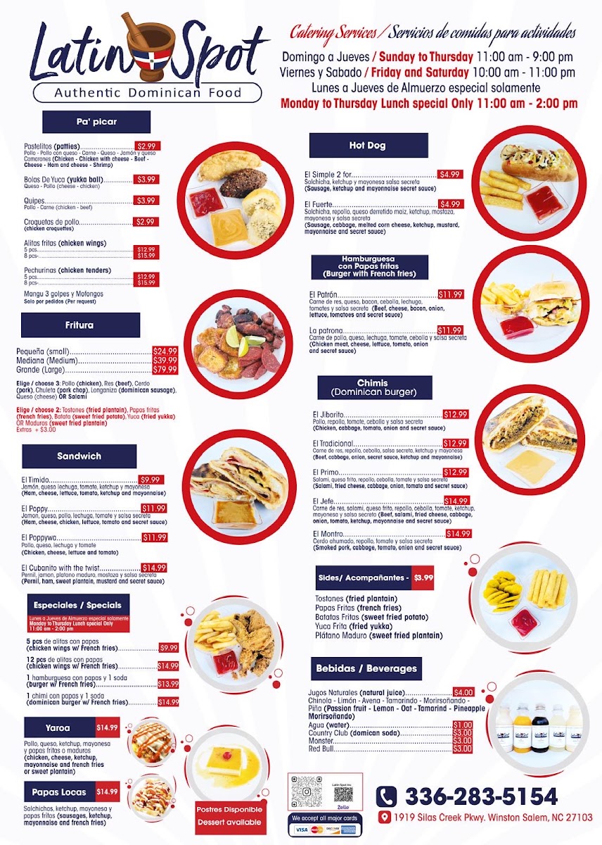 Latin Spot menu board