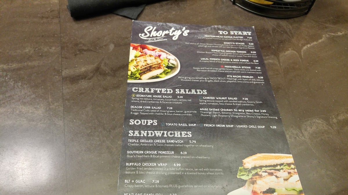 Shorty's menu board