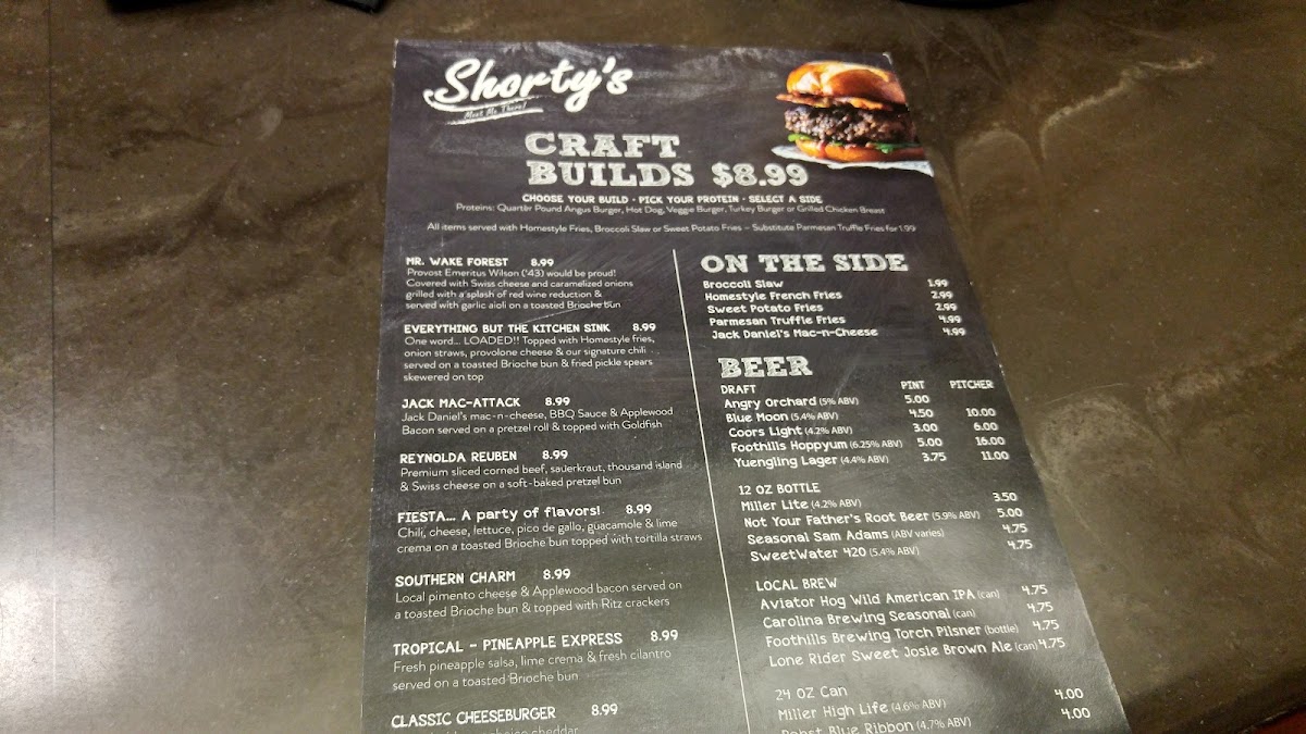 Shorty's menu board