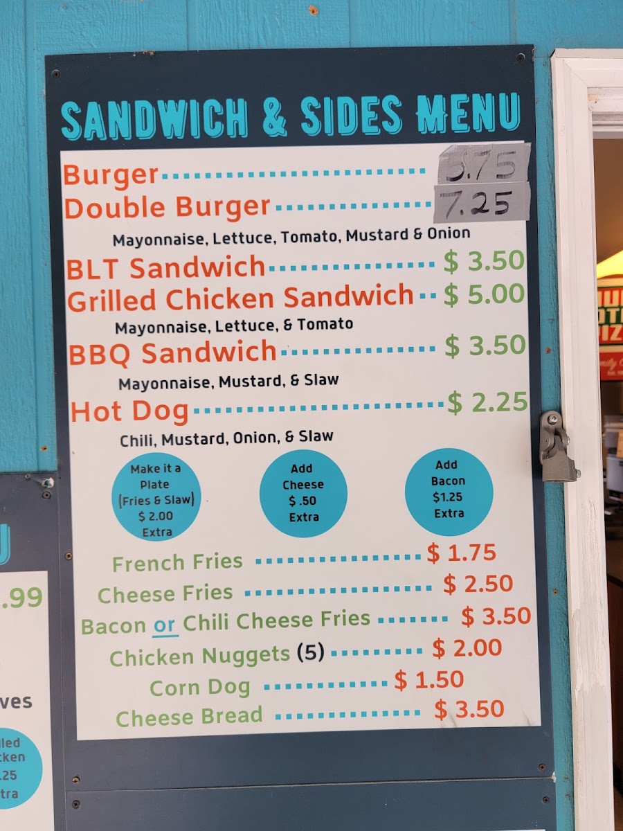 Riverside Pizza menu board