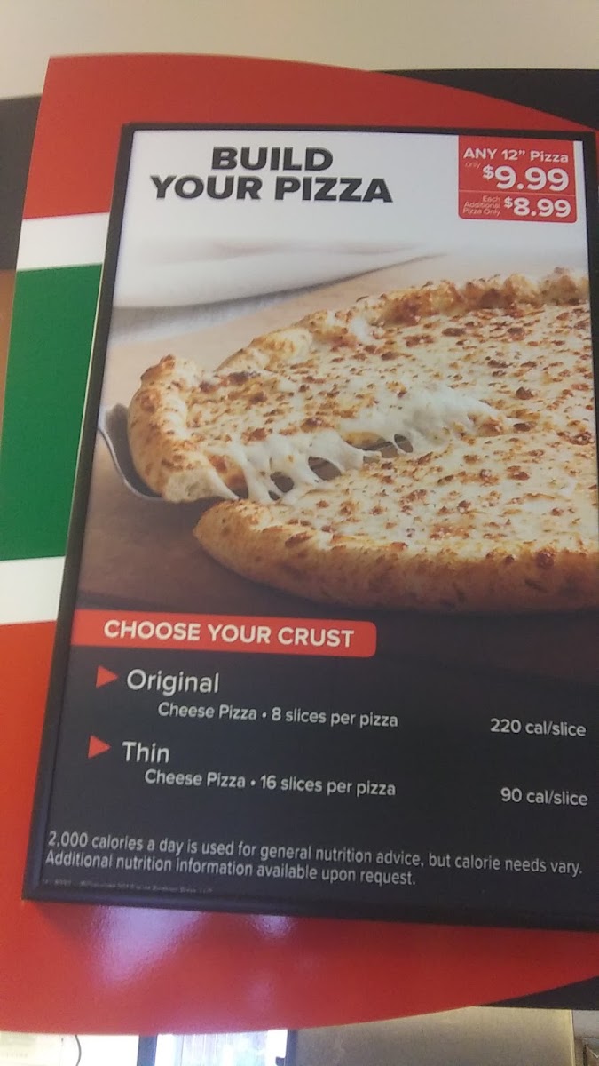 Riverside Pizza menu board