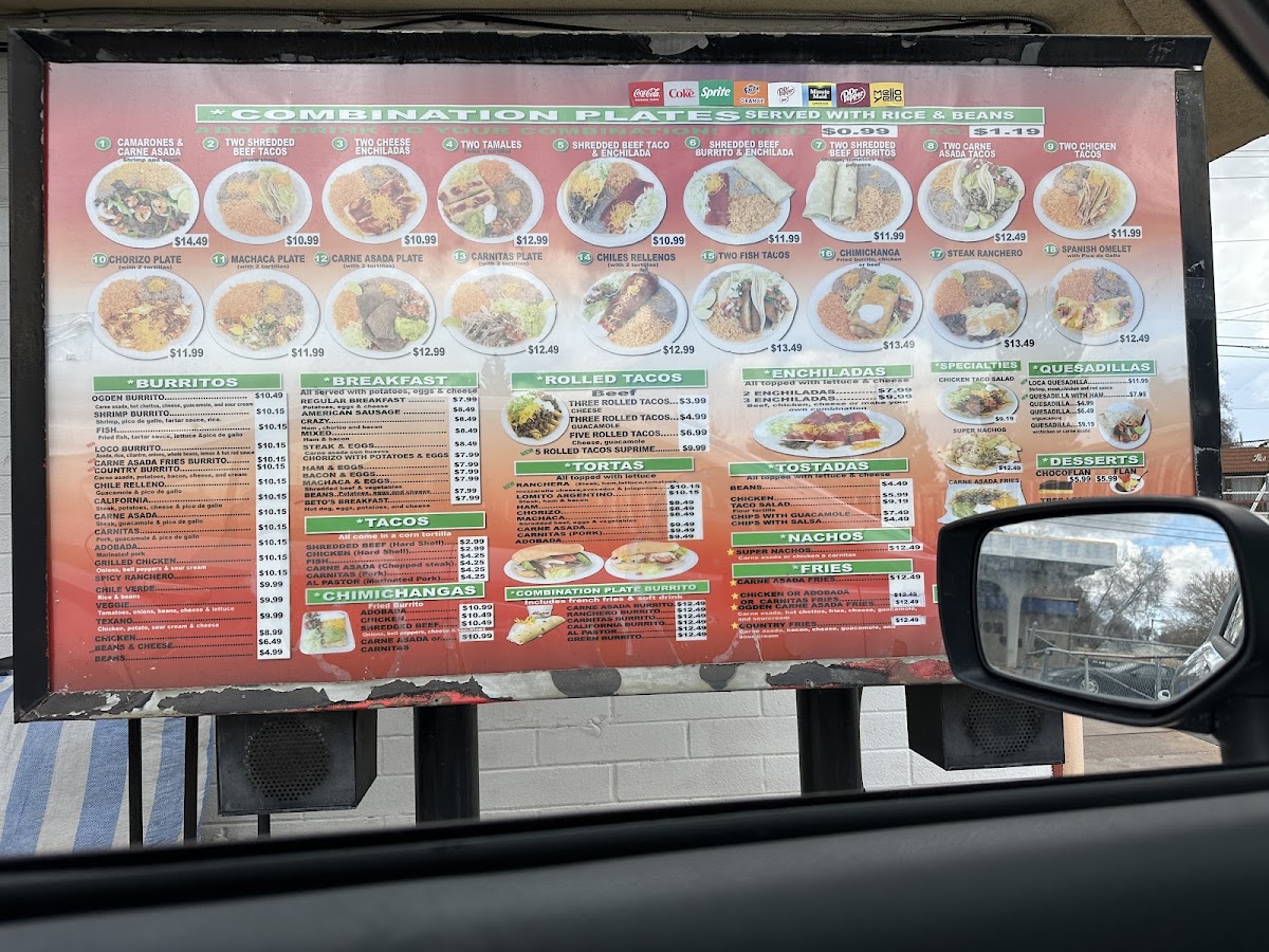 Beto's Mexican Food menu board