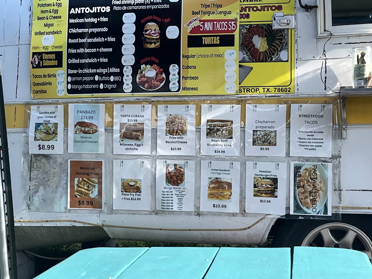 Street Tacos of 512 menu board