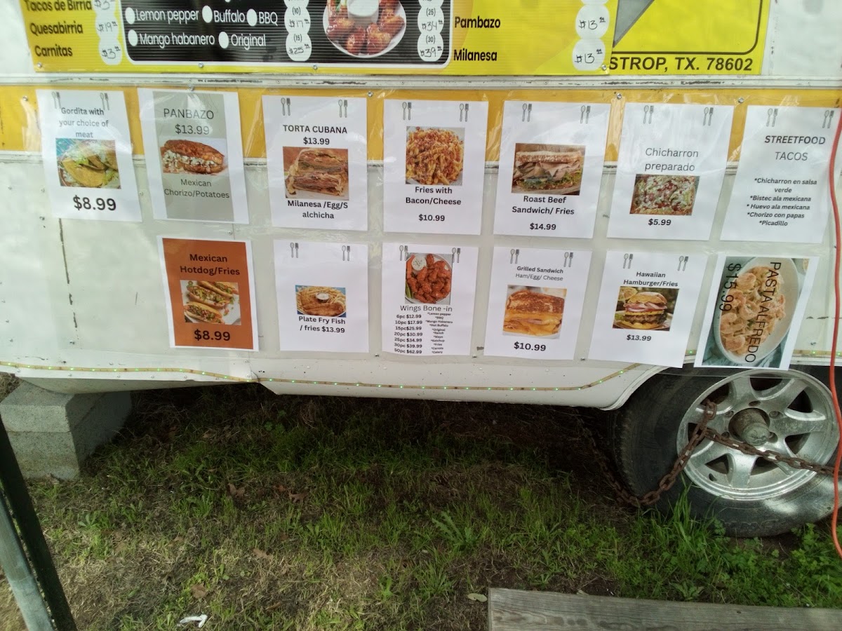 Street Tacos of 512 menu board