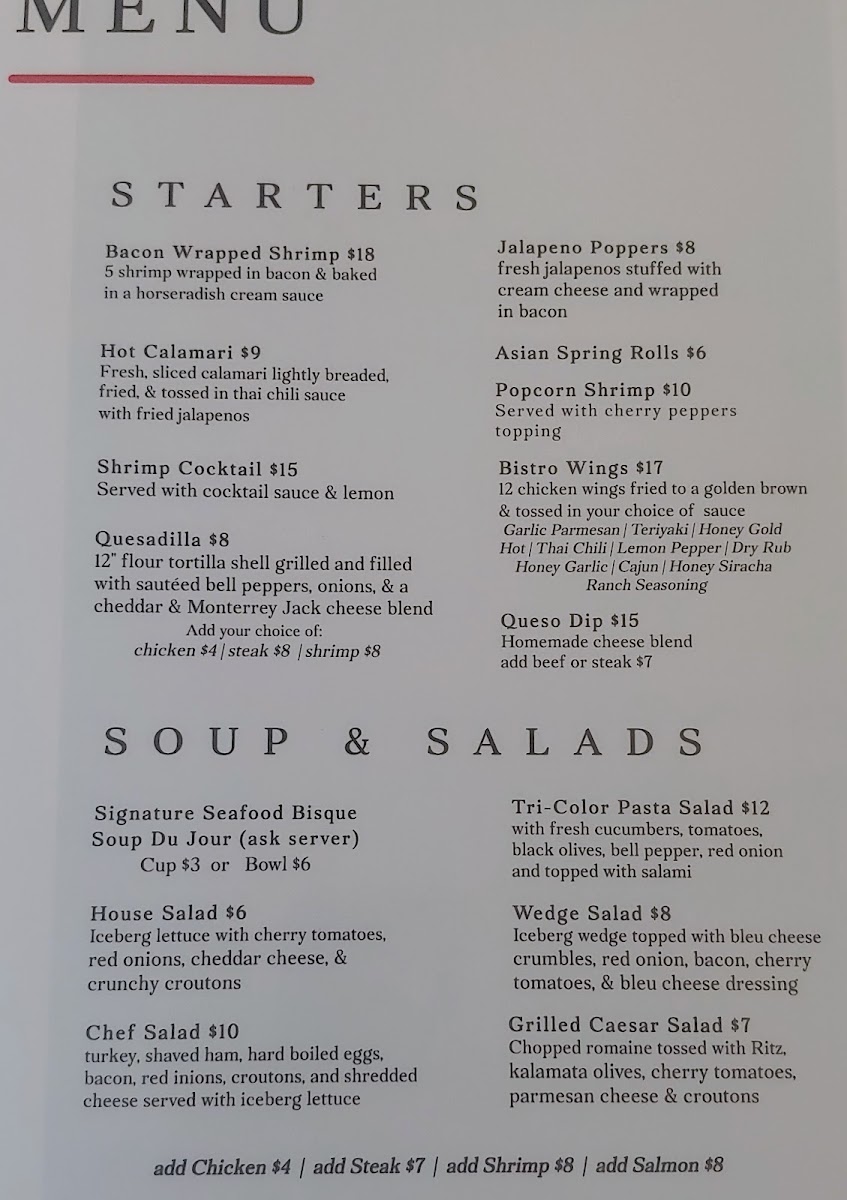 Bistro Eleven 21 menu board