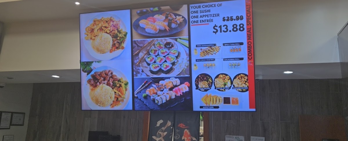 New Tokyo Hibachi & Sushi menu board
