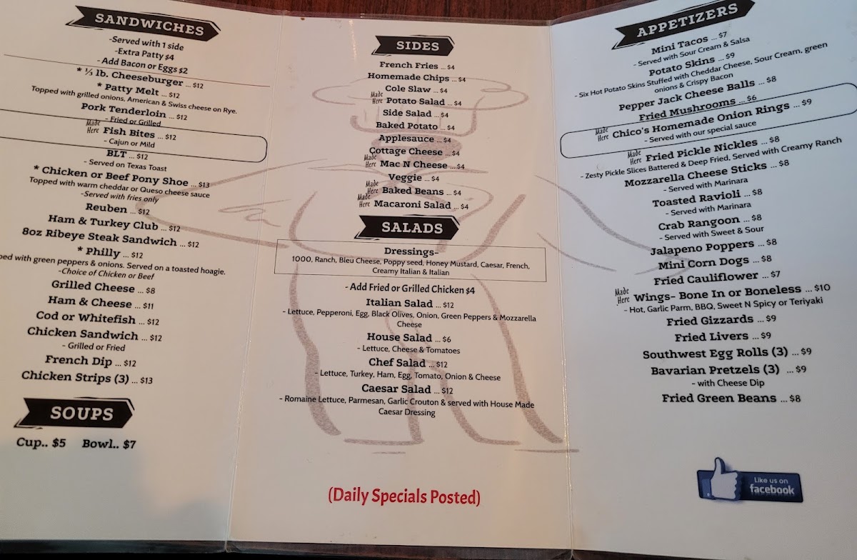 Chico's menu board