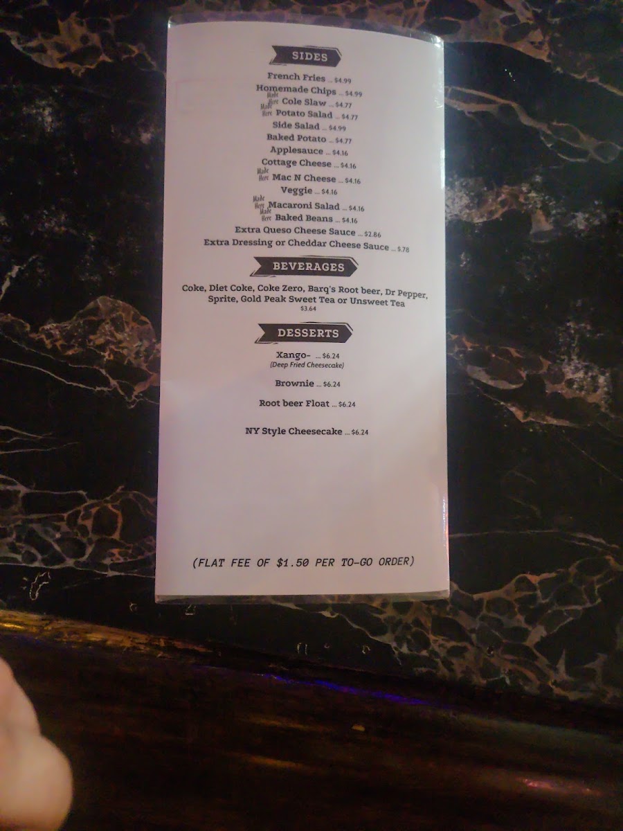 Chico's menu board