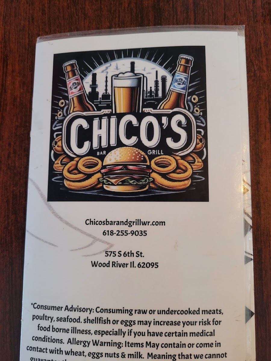 Chico's menu board