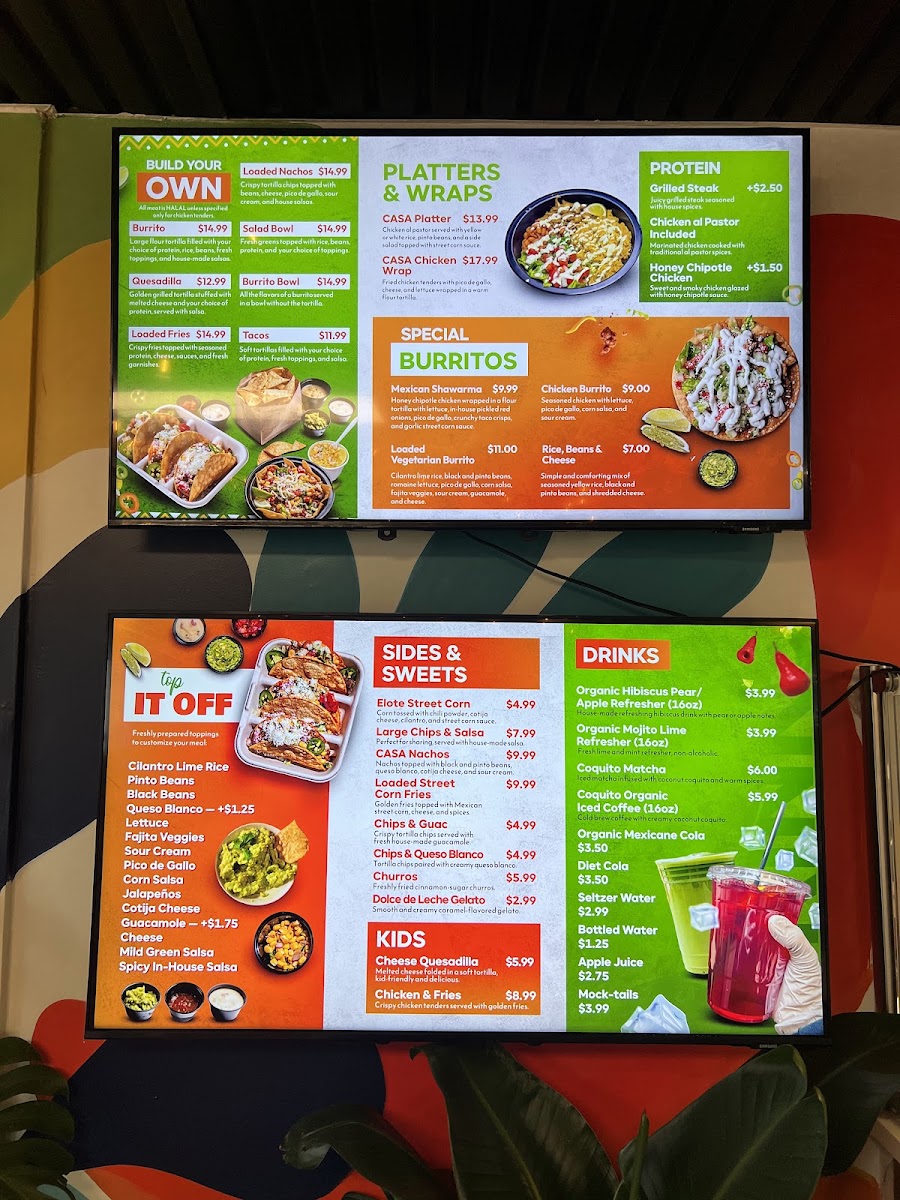 CASA Grille menu board