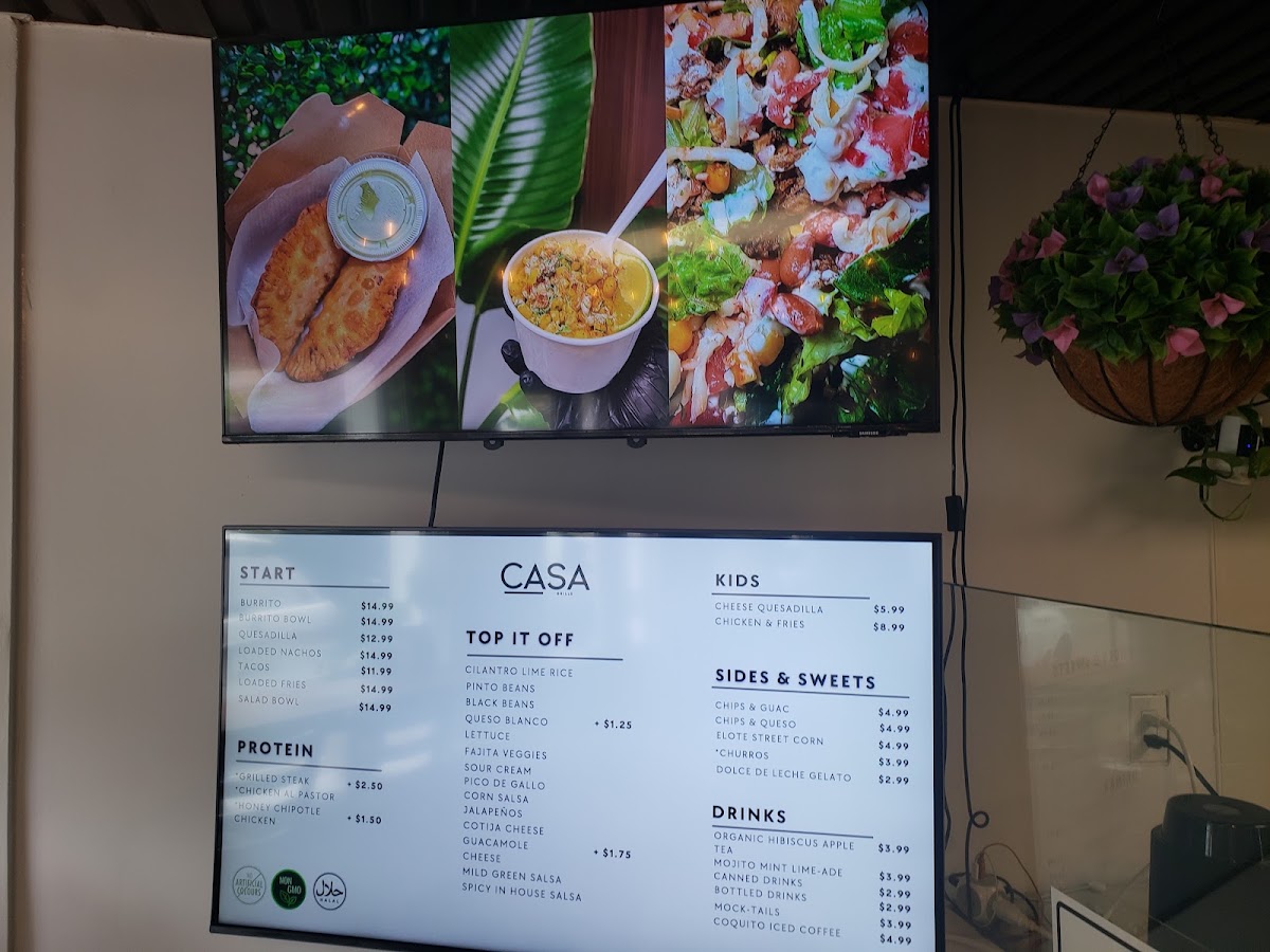 CASA Grille menu board