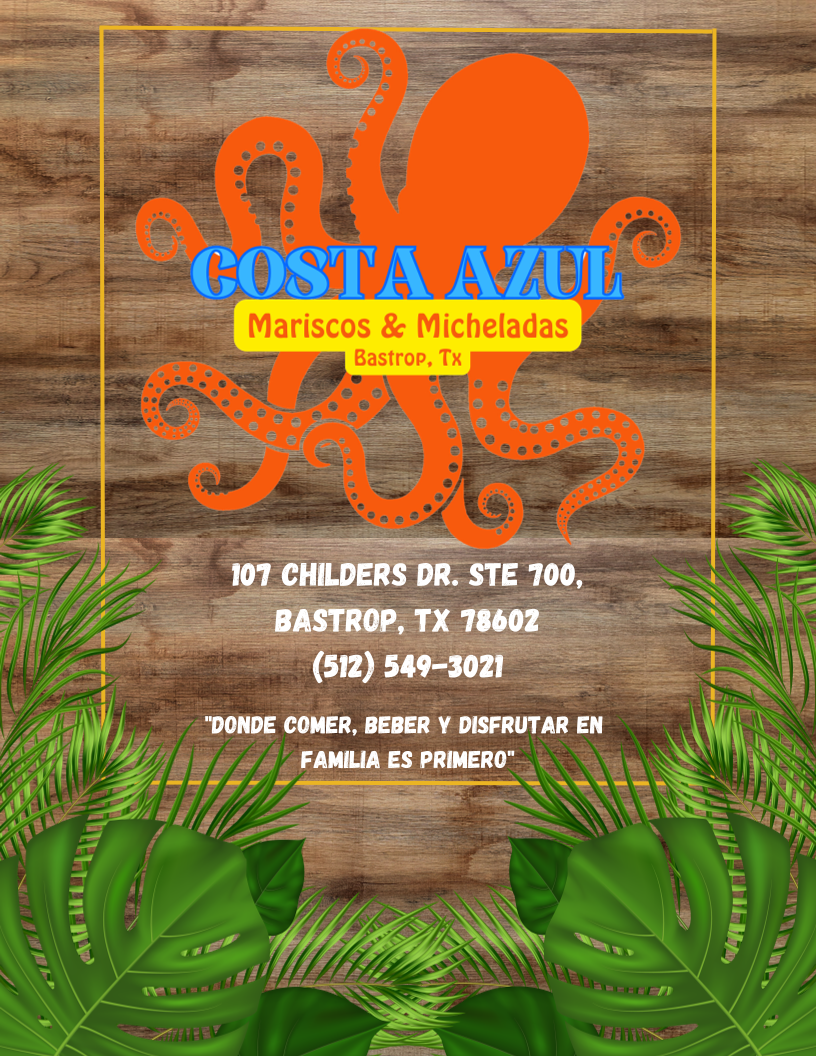 Costa Azul Mariscos & Micheladas menu board