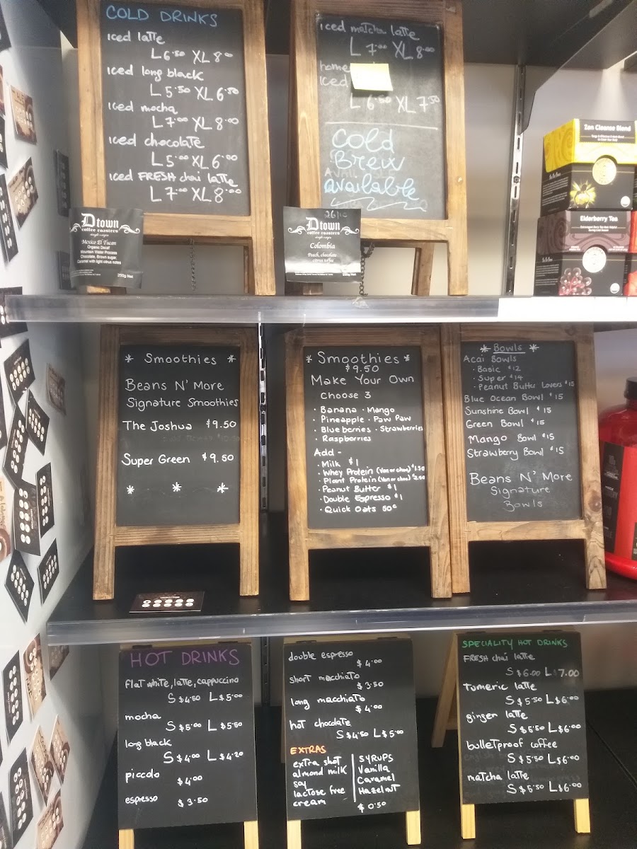 Beans N' More menu board