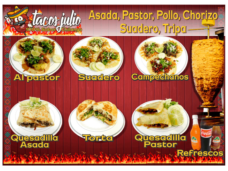 Tacos Julio menu board