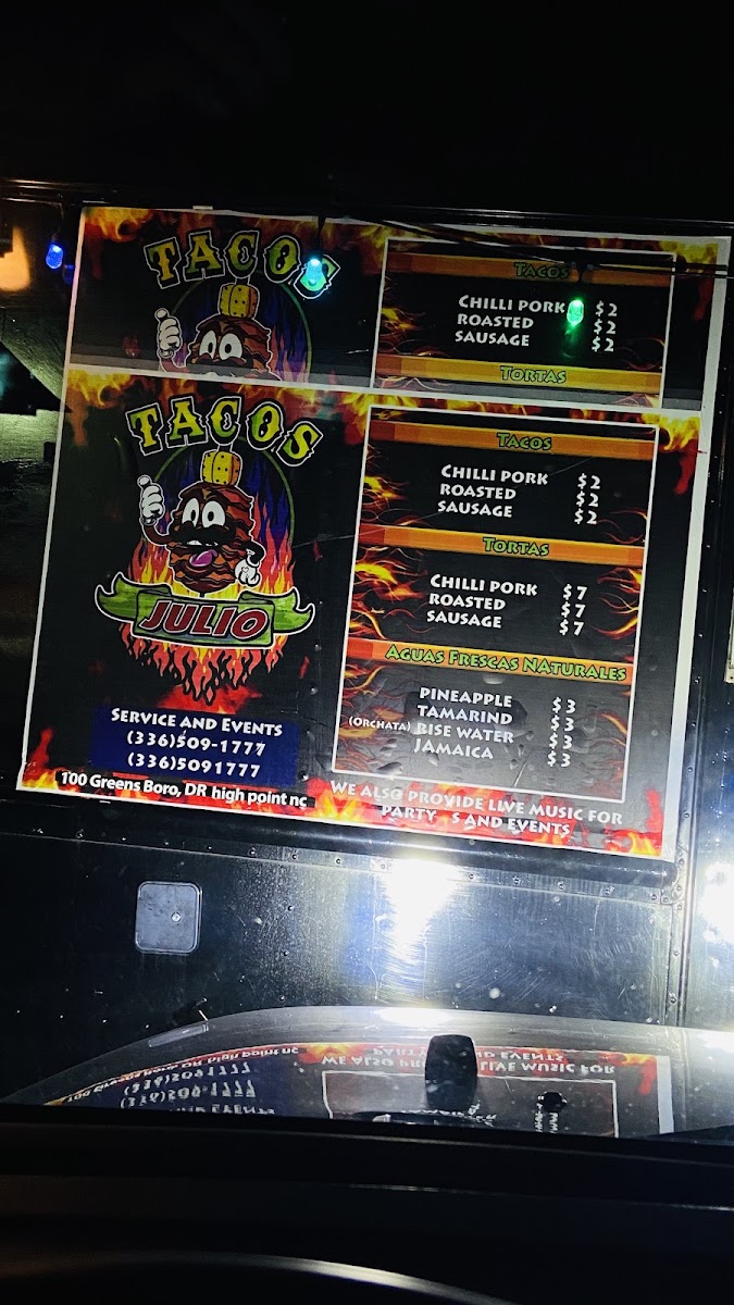 Tacos Julio menu board