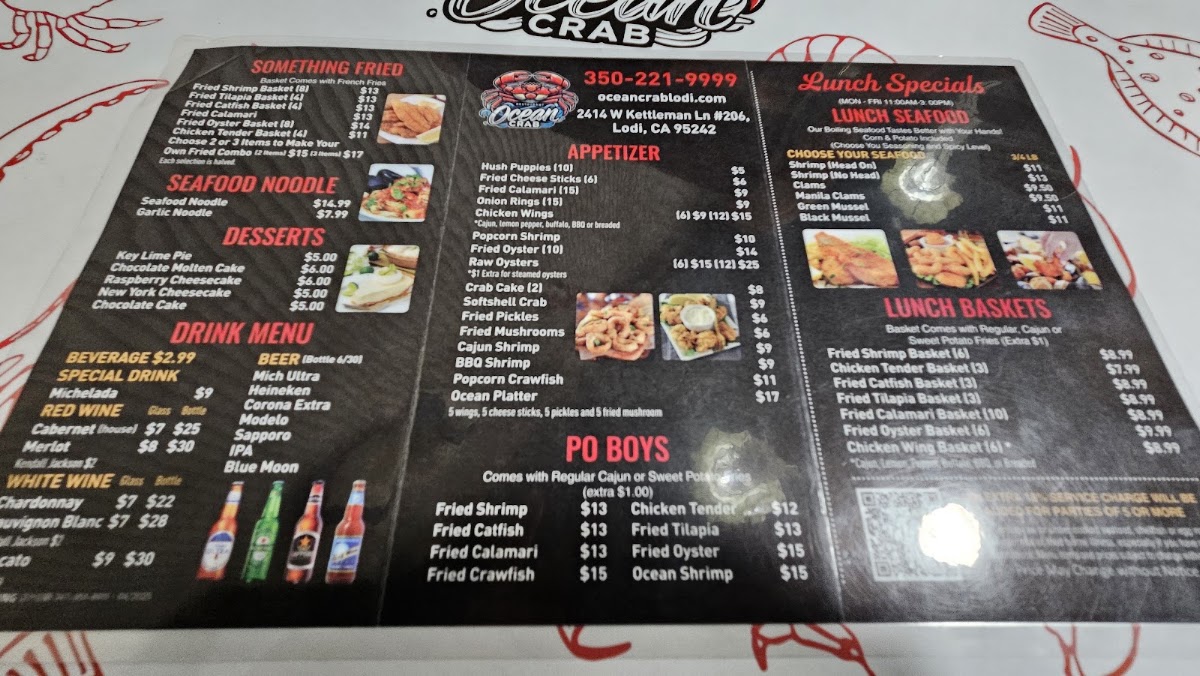 Ocean Crab menu board