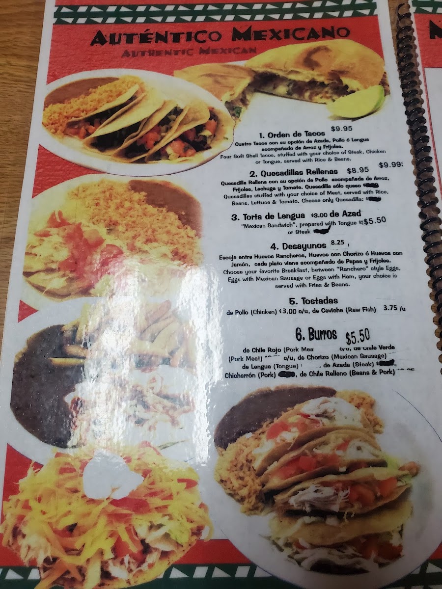 El Taco menu board