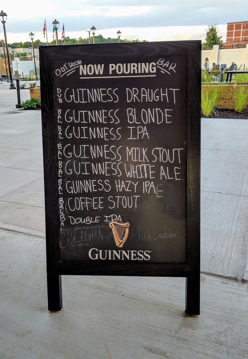 Guinness Store House menu board