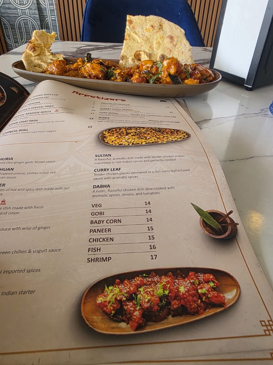 The Monks Indian Bistro menu board