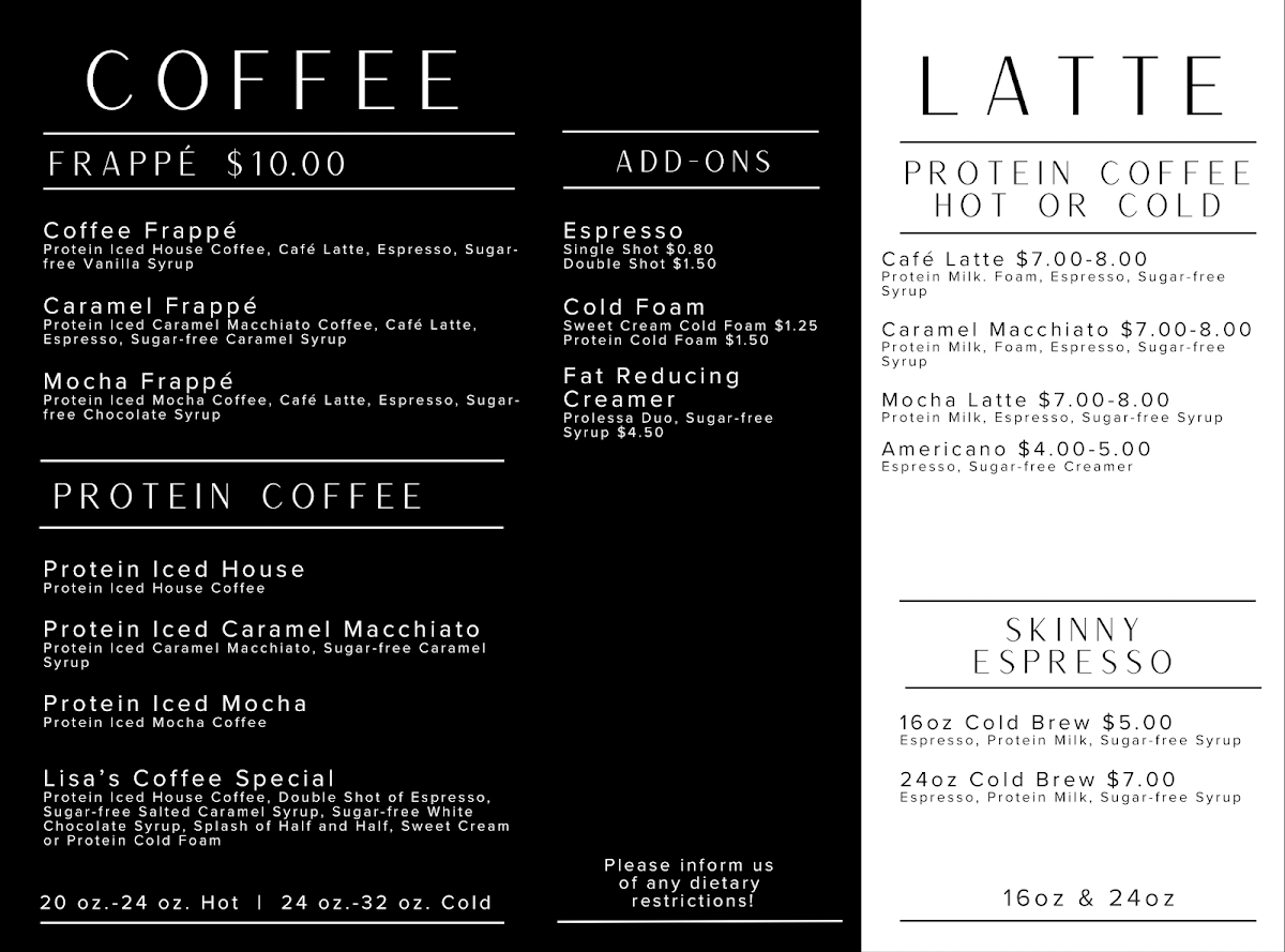 Refresh Nutrition menu board
